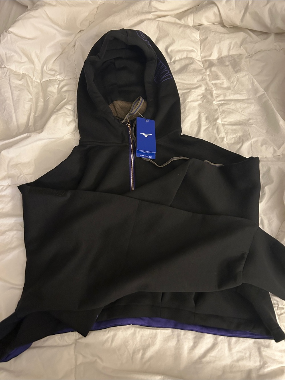 Mizuno Black Hoodie with Purple Accents